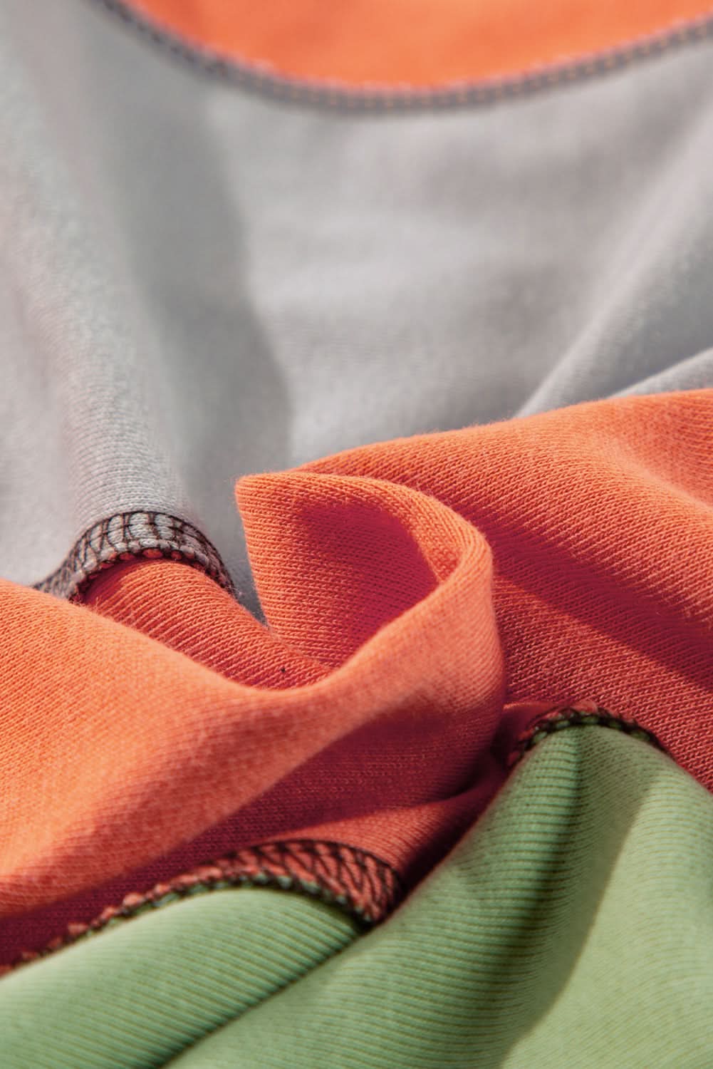 Light Grey Color Block Stitching Detail Half Zipper Sweatshirt - Love Salve