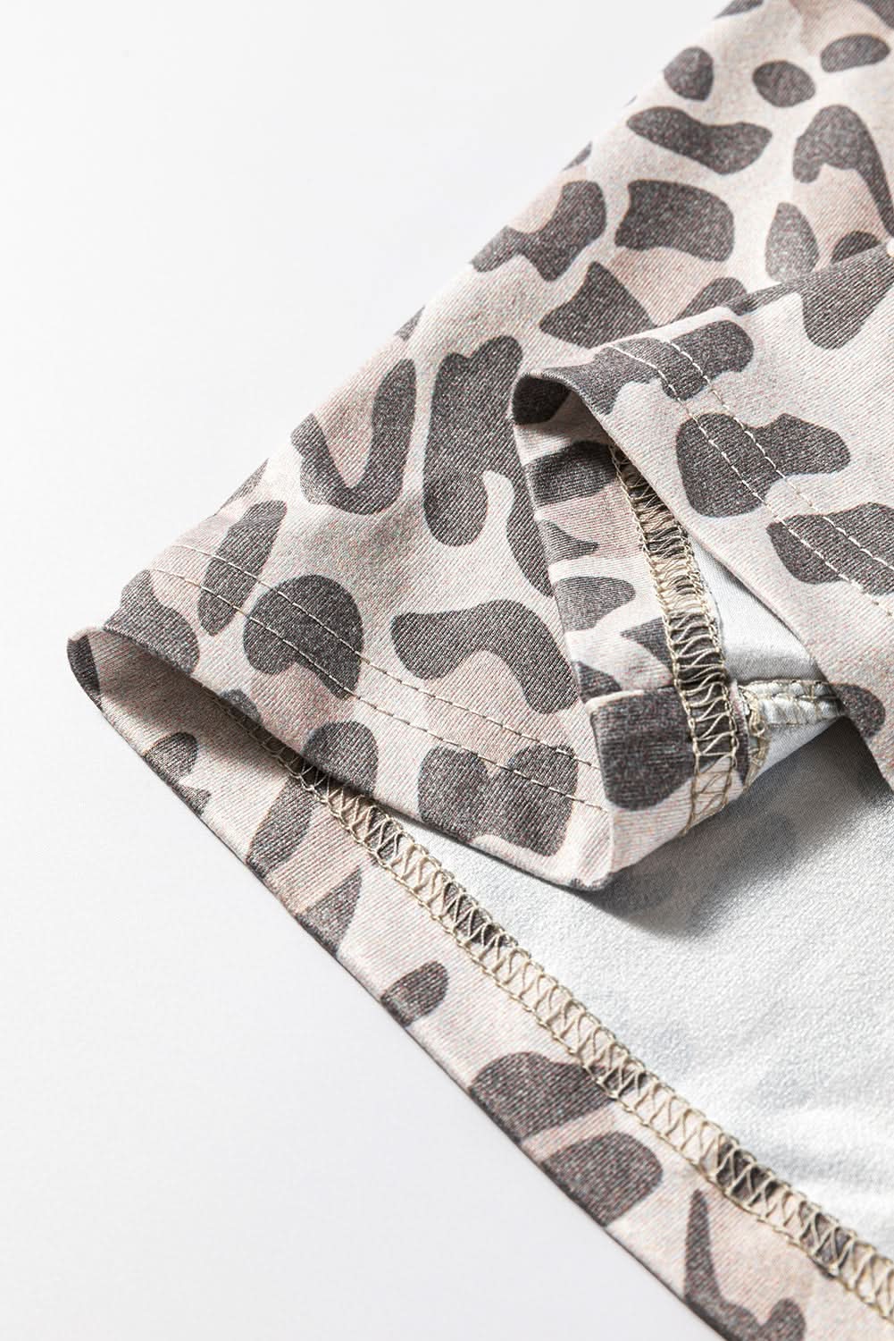 Gray Leopard Print V Neck Loose Fit Mini Dress - Love Salve