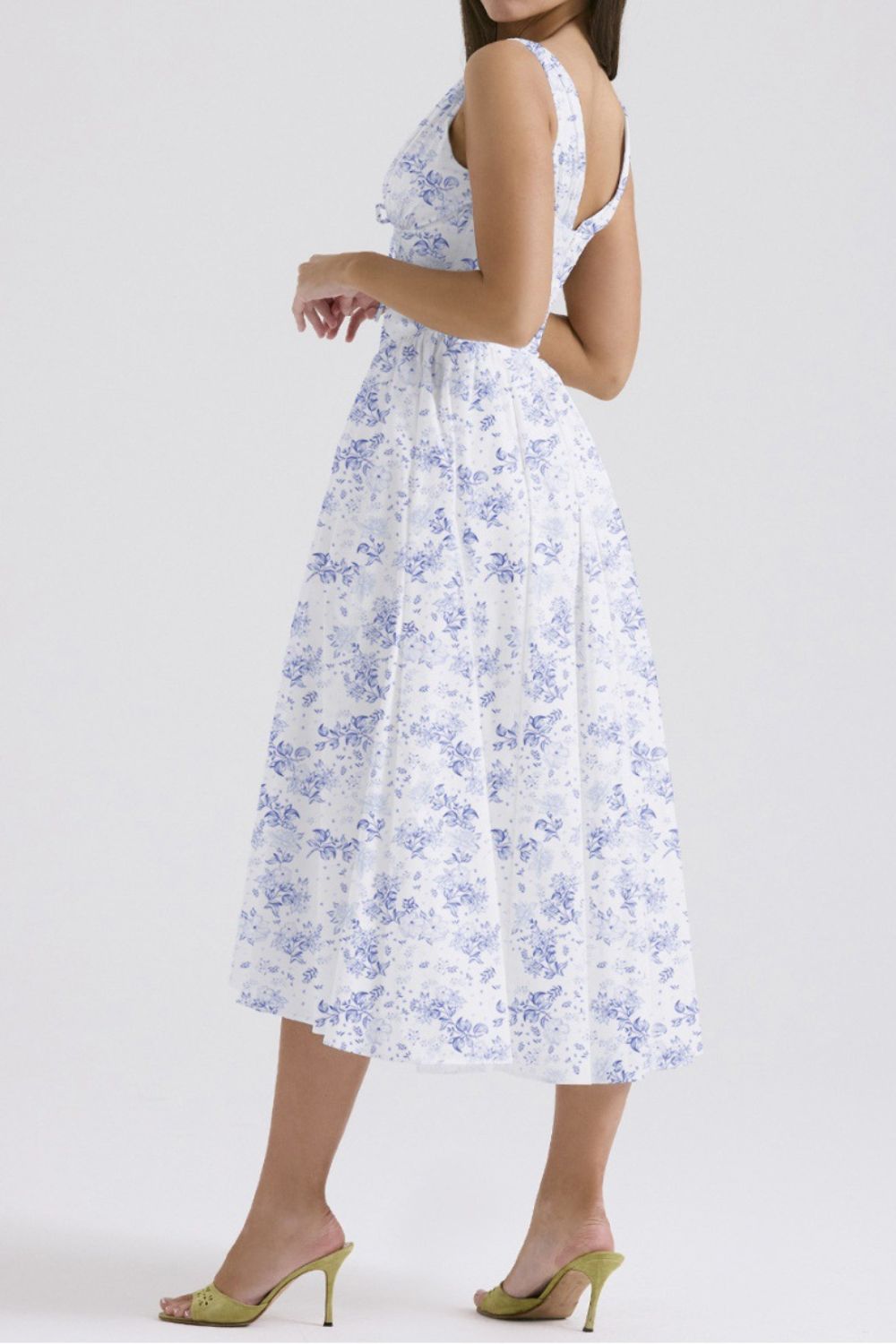 Garden Muse V-Neck Midi Dress with Pockets