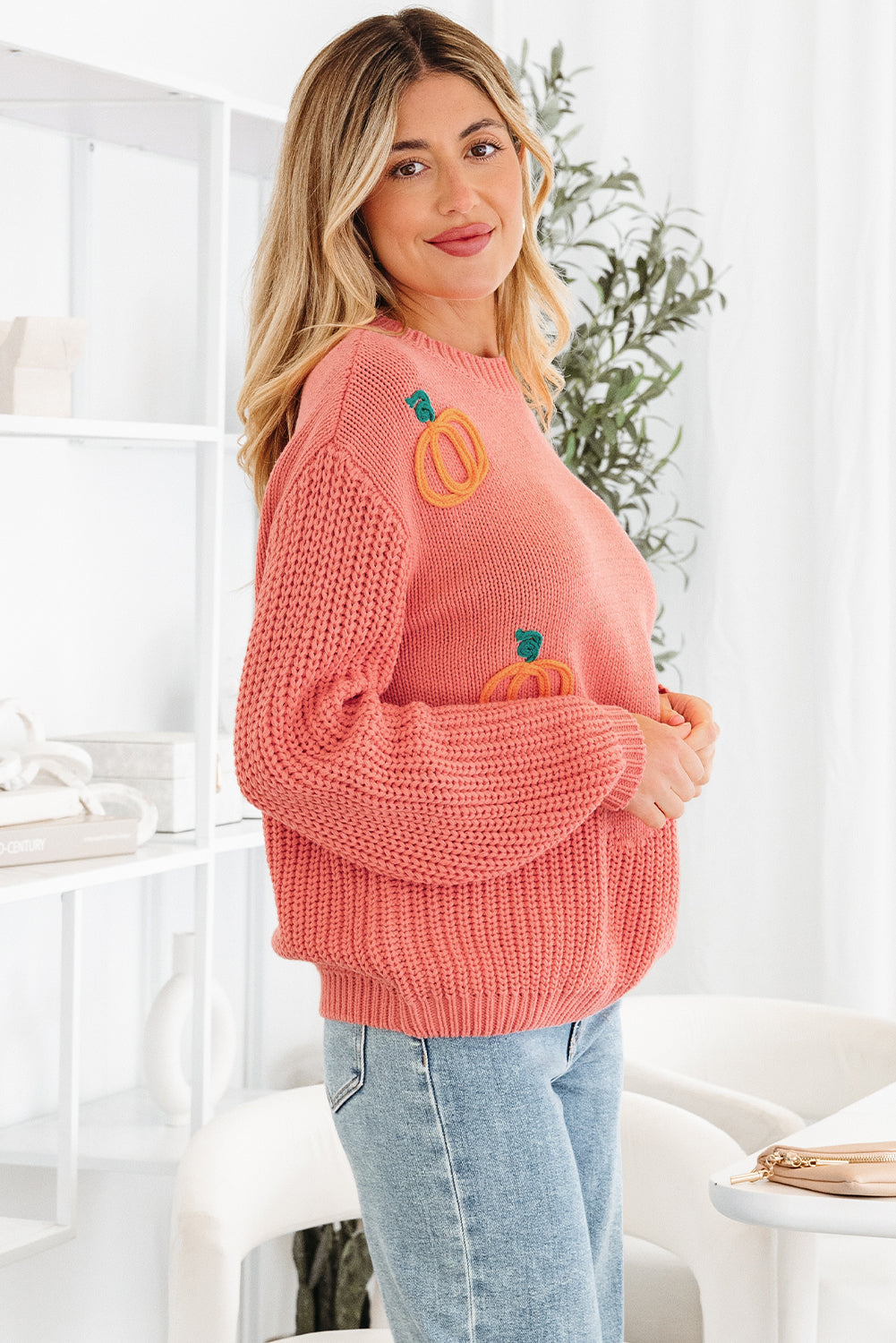 Blossom Pumpkin Embroidered Thanksgiving Holiday Sweater Dear-Lover Dropshipping