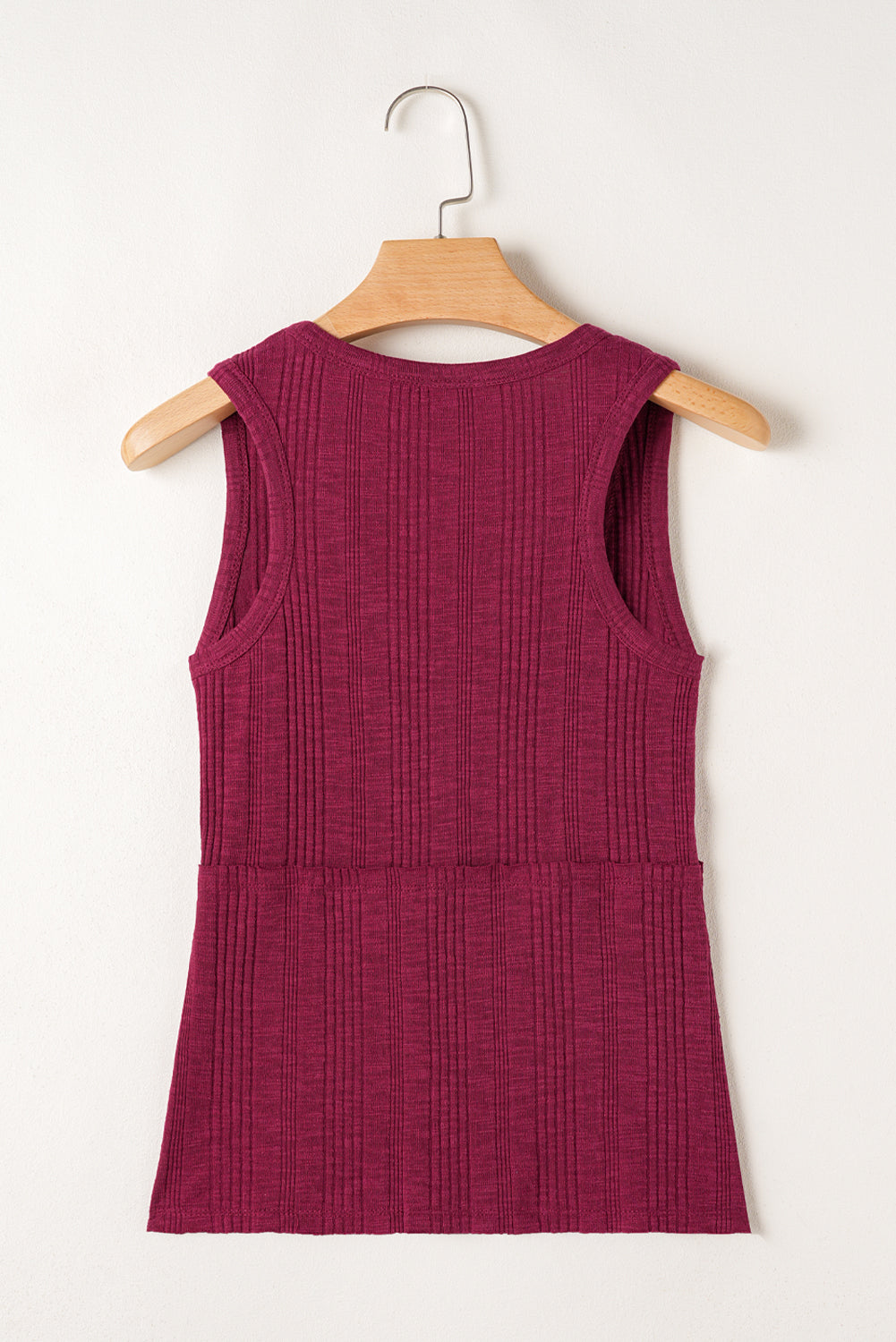 Red Dahlia Ribbed Textured Exposed Stitching Knit Tank Top