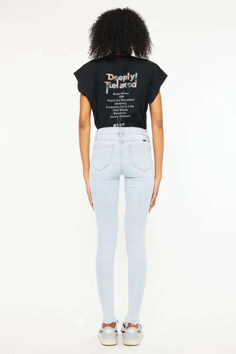 Kancan High Rise Super Skinny Jeans for Women in Light Blue Wash - Love Salve
