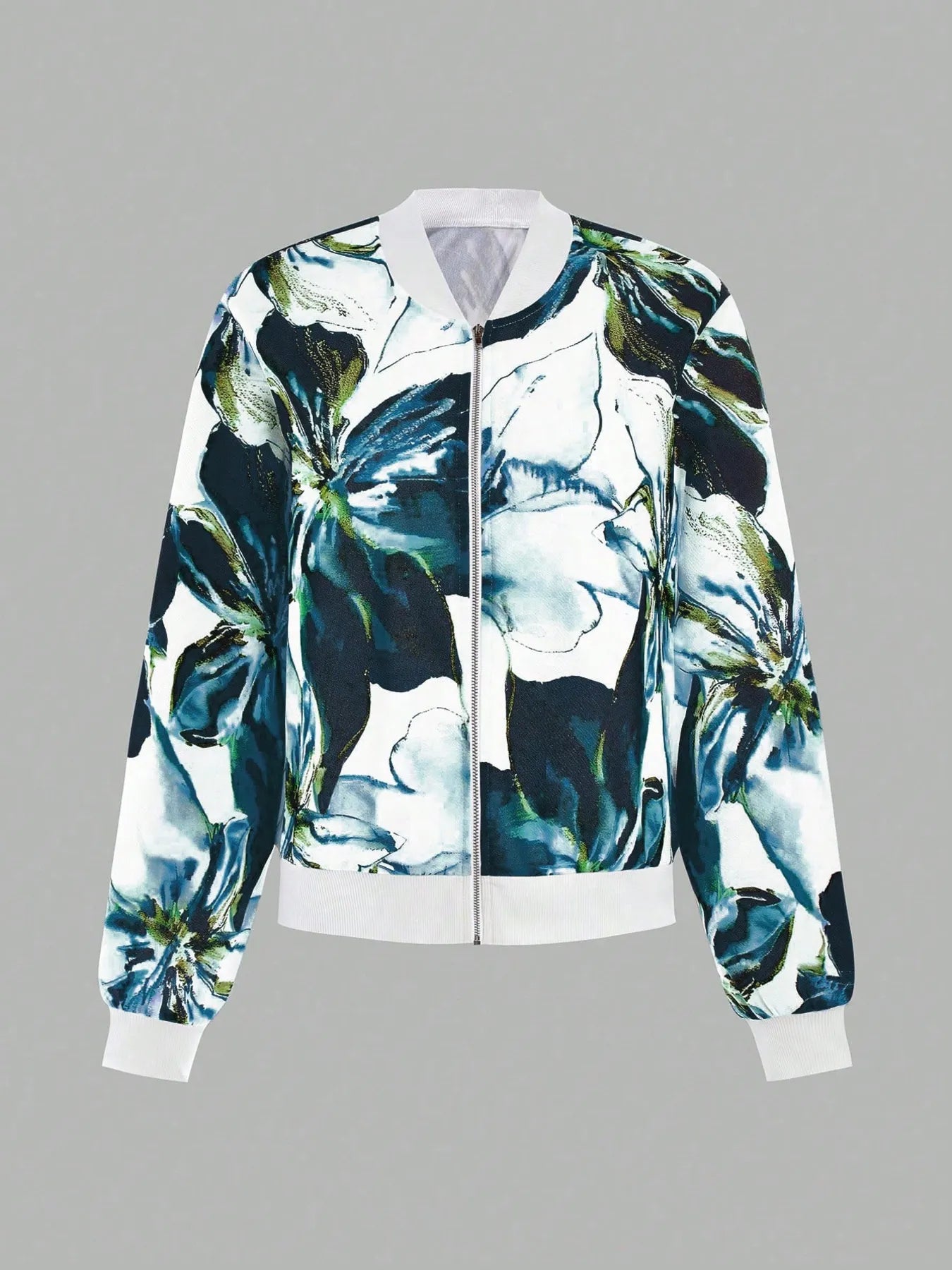 Printed Zip Up Long Sleeve Jacket