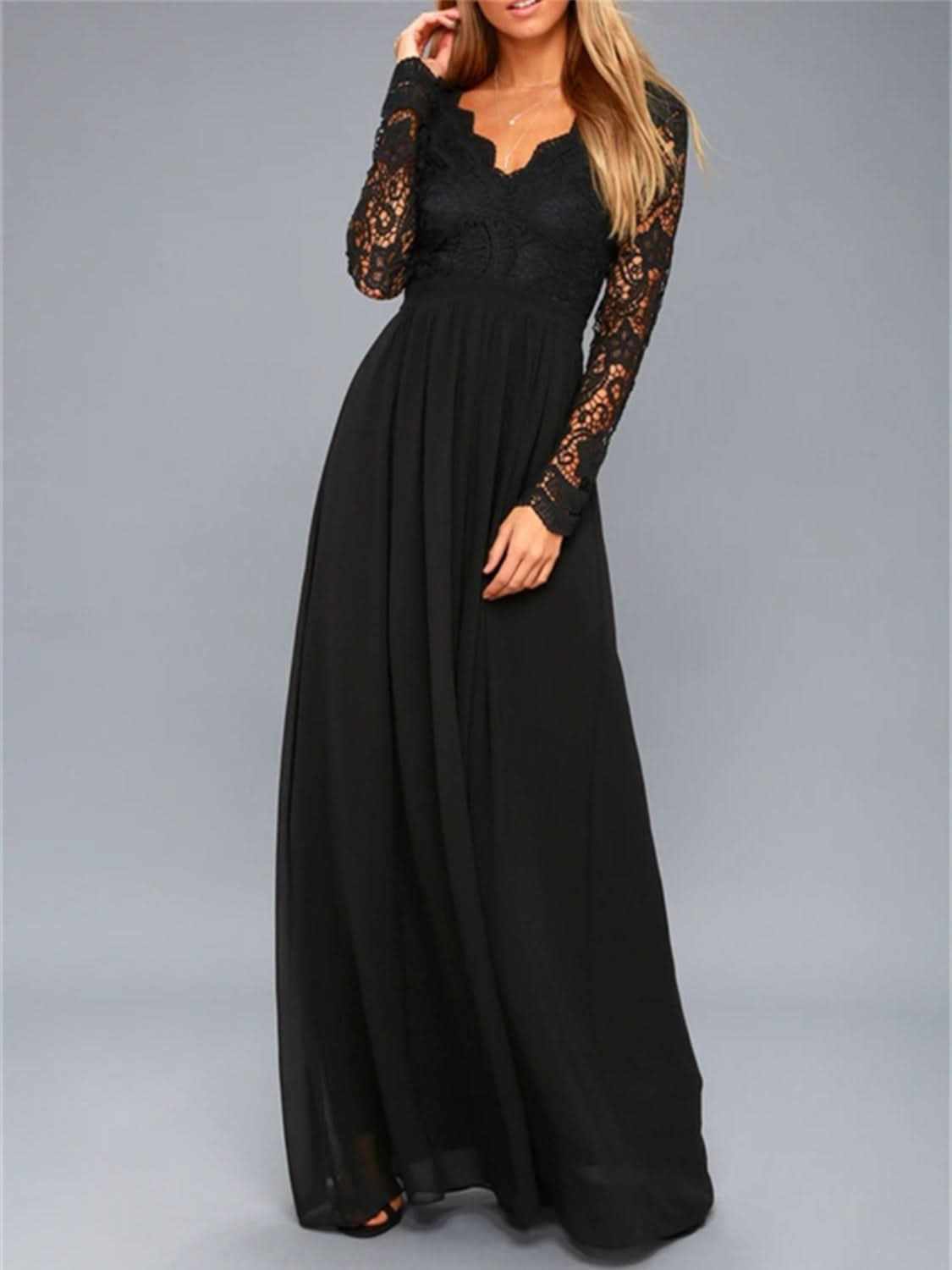Lace backless maxi dress for elegance - Love Salve