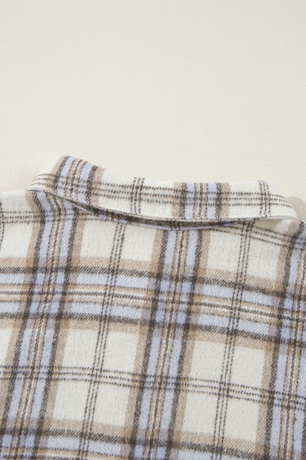 Chic white plaid plus size shacket - Love Salve