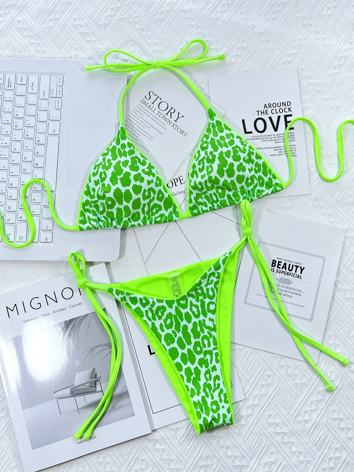 Bold & Wild: Pink Leopard Print Tie Bikini Set