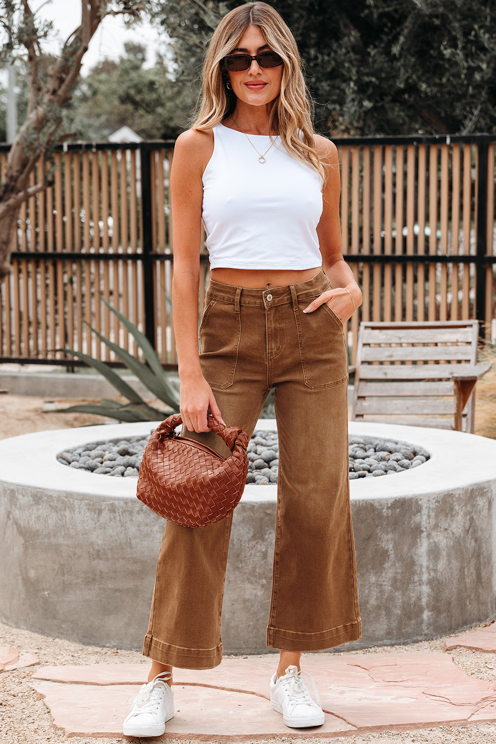 Breen Cropped High Rise Wide Leg Jeans Casual Everyday Wear