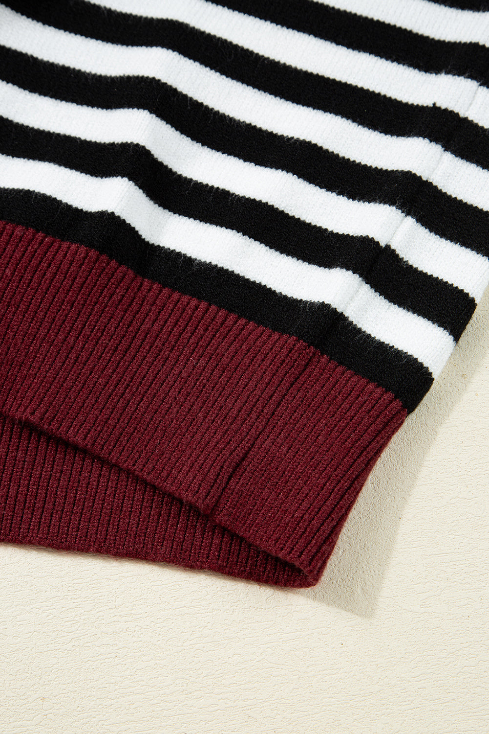 Black Striped Panel Colorblock Sleeve Chic Cozy Sweater