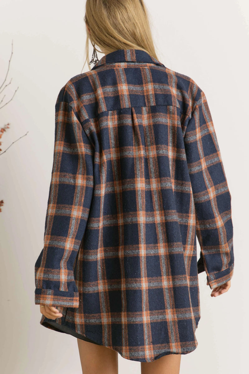 ADORA Full Size Button Down Flannel Shirt Plus Size Cozy Shirt - Love Salve
