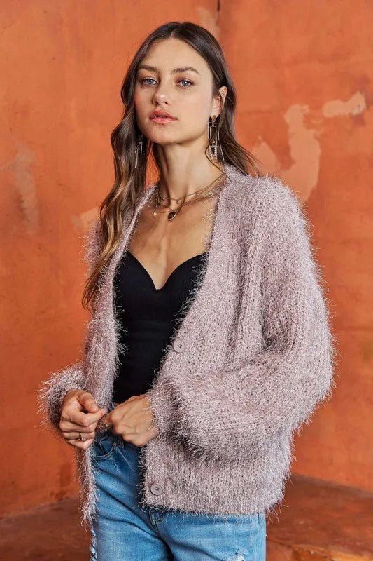 ADORA Fuzzy Sweater Cardigan - Love Salve