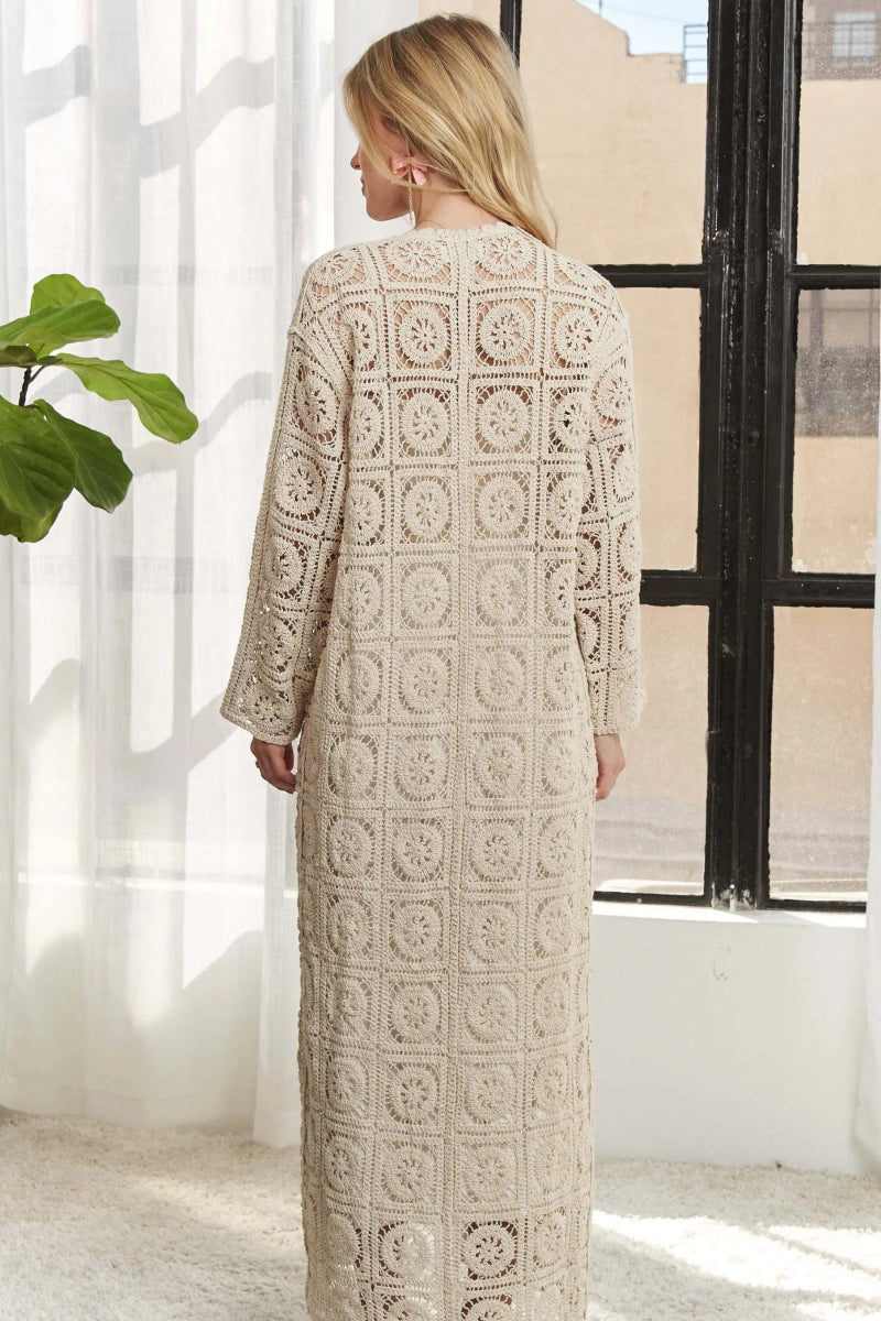ADORA Long Sleeves Crochet Elastic Cardigan - Love Salve