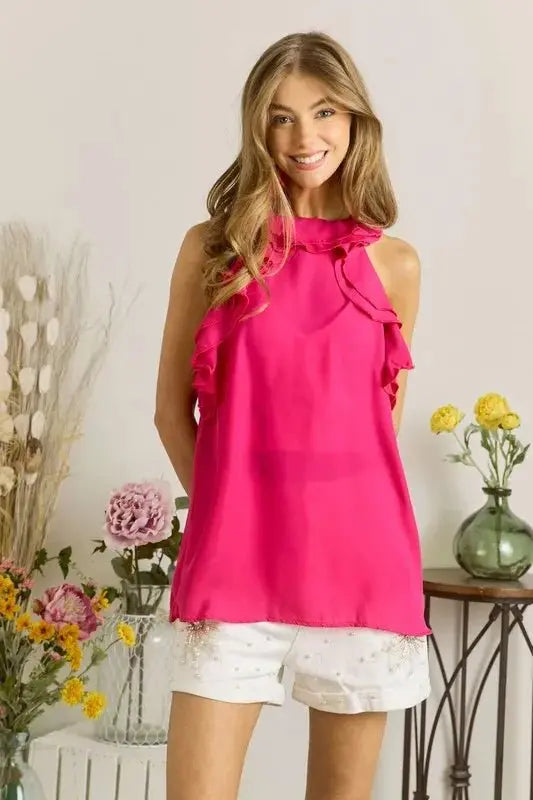 ADORA Ruffled Grecian Neck Top for Elegant Style - Love Salve