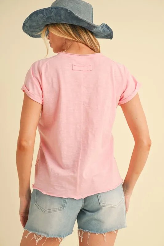 Aemi + Co Lettuce Edge Round Neck Short Sleeve T-Shirt - Love Salve