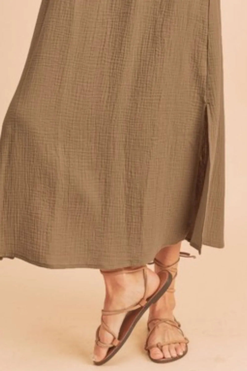 Aemi + Co Side Slit Round Neck Sleeveless Tank Dress for Women - Love Salve