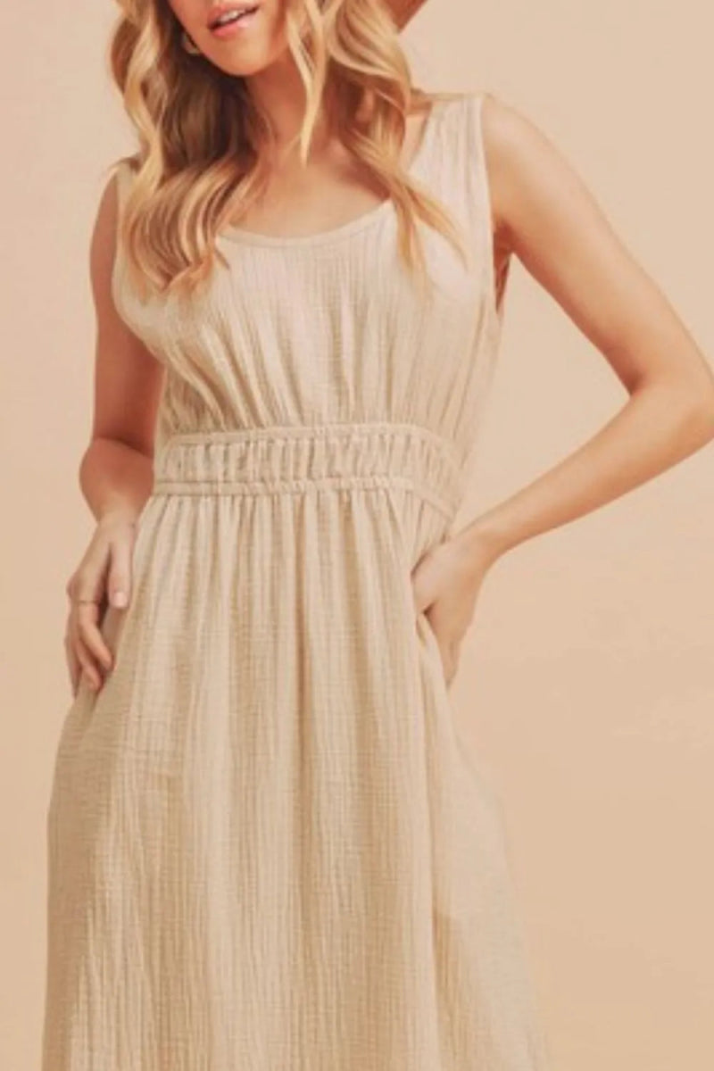 Aemi + Co Side Slit Round Neck Sleeveless Tank Dress for Women - Love Salve