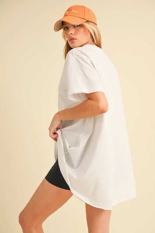 Aemi+Co Round Neck Short Sleeve Oversized T-Shirt - Love Salve