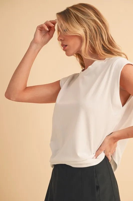 Aemi+Co Solid Color Round Neck Tank for Women Essentials - Love Salve
