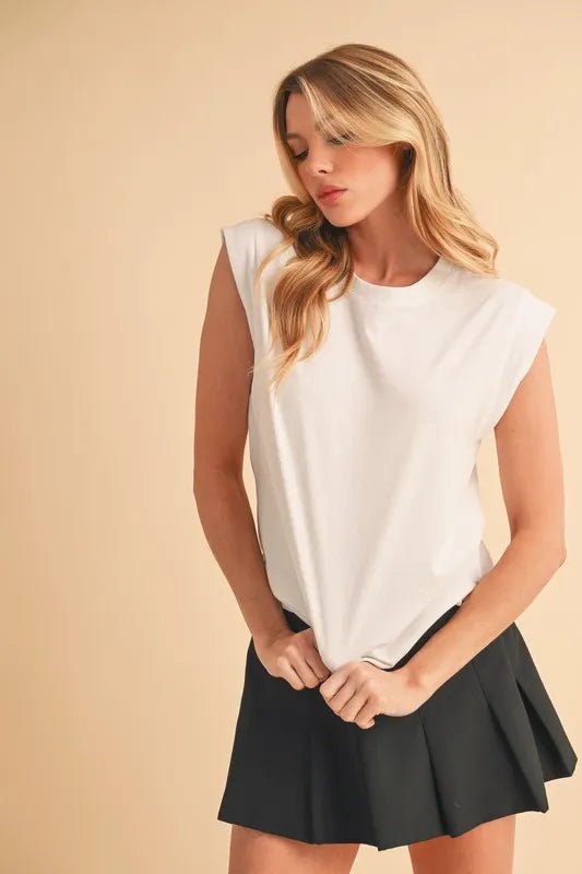 Aemi+Co Solid Color Round Neck Tank for Women Essentials - Love Salve