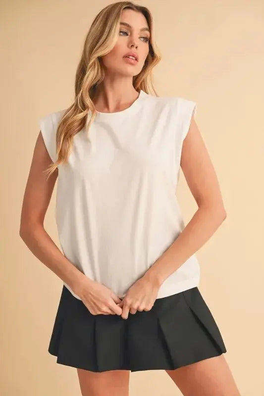 Aemi+Co Solid Color Round Neck Tank for Women Essentials - Love Salve