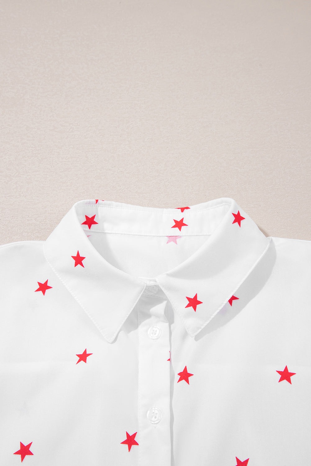 White Little Stars Printed Loose Half Sleeve Shirt for Women