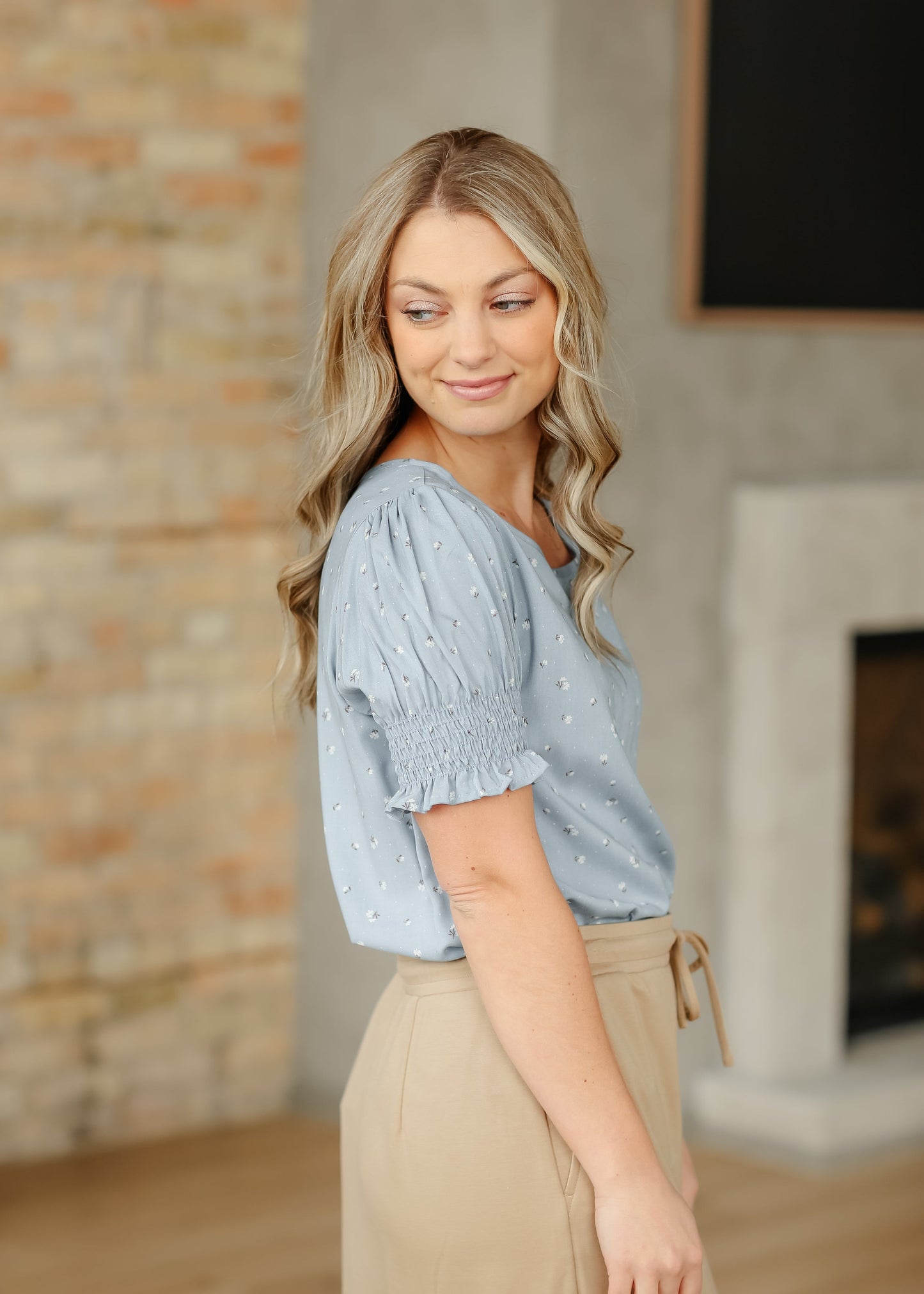 Alisa Short Ruffle Sleeve Top - FINAL SALE - Product back view IC Tops by Inherit Co.