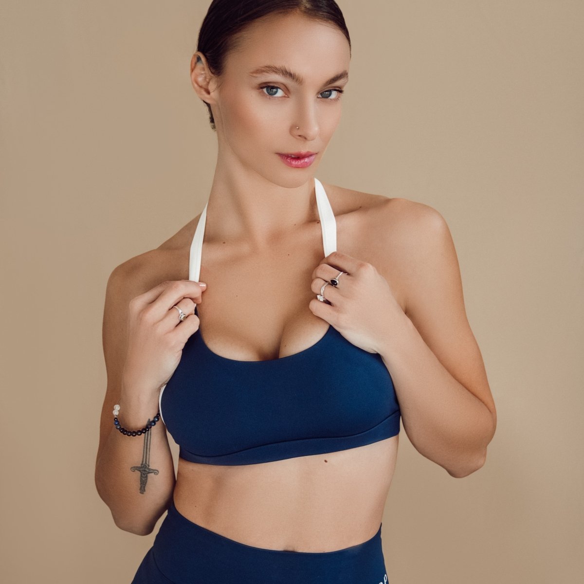 Alyssa Backless Halter Top - Product back view Activewear by Rockstar Peach