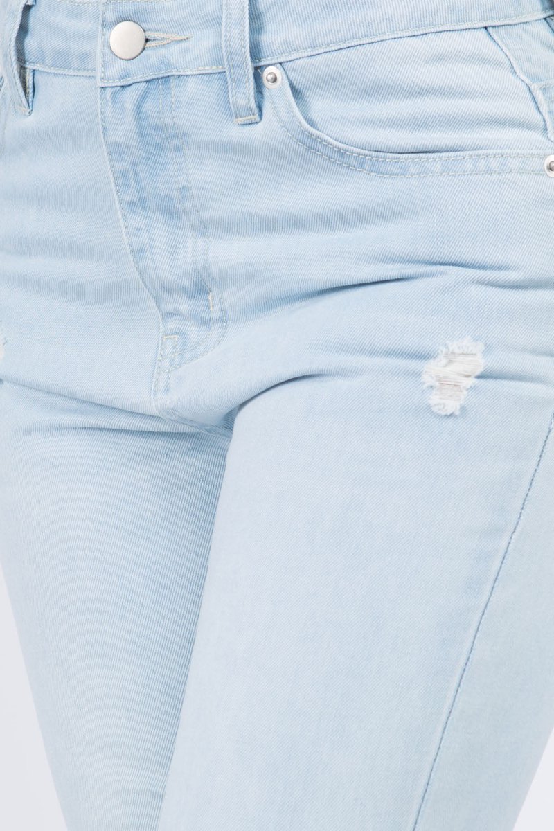 American Bazi High Waist Distressed Raw Hem Jeans for Women - Love Salve
