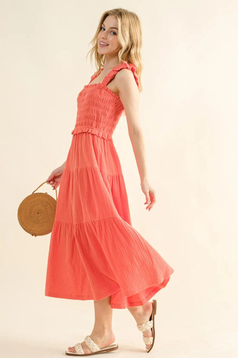 And The Why Smocked Ruffled Tiered Dress for Women - Love Salve