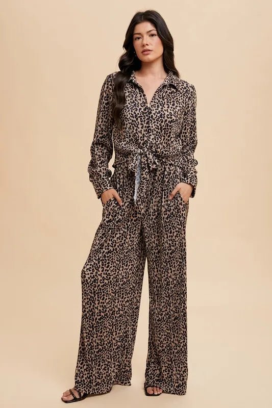 Annie Wear Leopard Plisse Lounge Wide Pants for Women - Love Salve