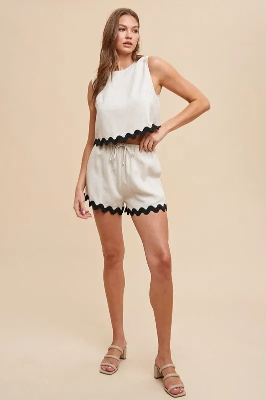 Annie Wear Ric Rac Trim Detailed Top & Shorts Set - Love Salve