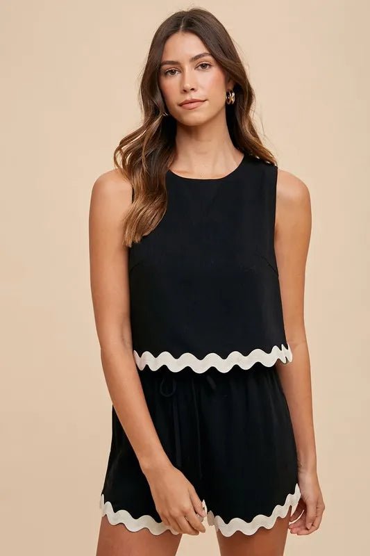 Annie Wear Ric Rac Trim Detailed Top & Shorts Set - Love Salve