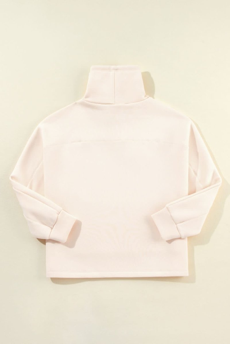 Apricot Drawstring Turtleneck Dolman Sleeve Sweatshirt - Love Salve