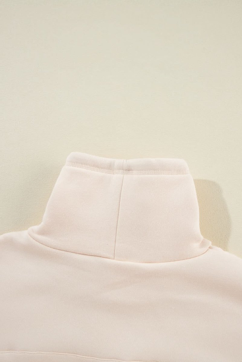 Apricot Drawstring Turtleneck Dolman Sleeve Sweatshirt - Love Salve