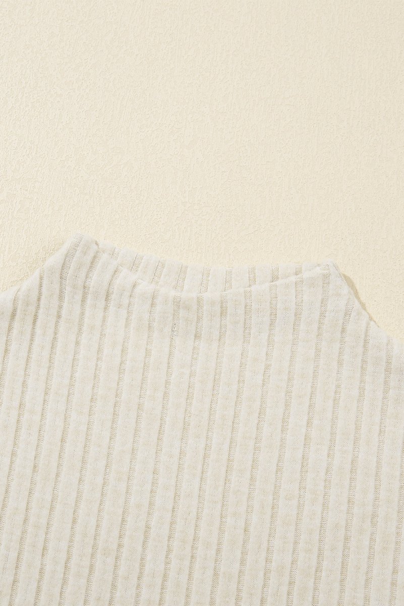 Apricot Ribbed Knit Mock Neck Tank Top - Love Salve