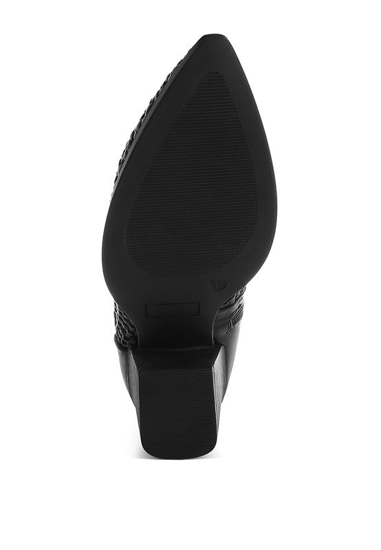 Artisole Woven Pleather Block Heel Boots for Stylish Comfort - Love Salve
