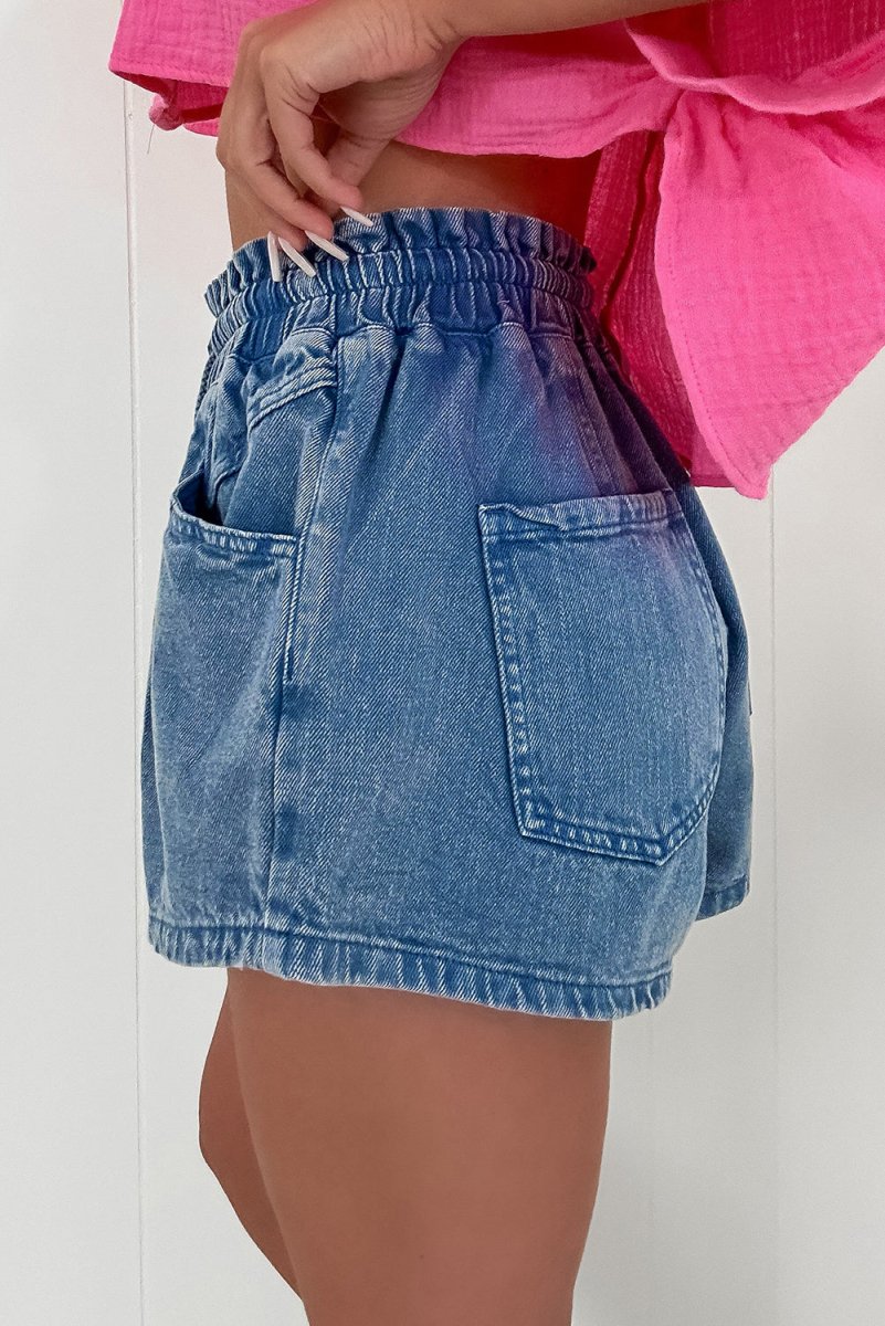 Ashleigh Blue Drawstring High Waist Casual Denim Shorts - Love Salve