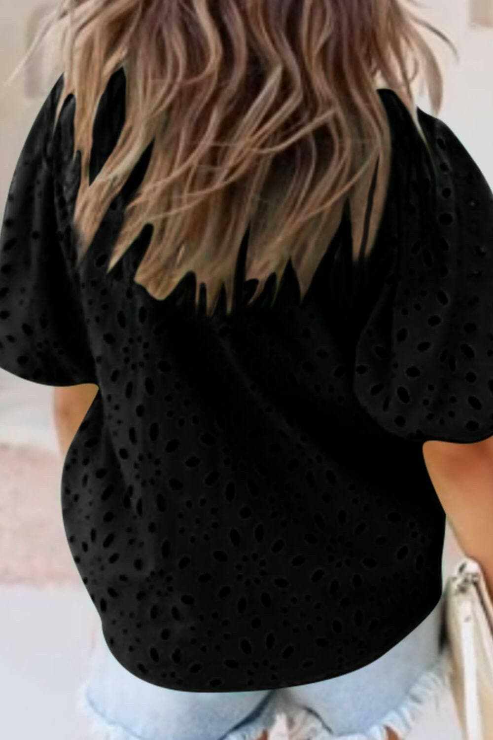 Elegant eyelet blouse - cotton, button-up - Love Salve