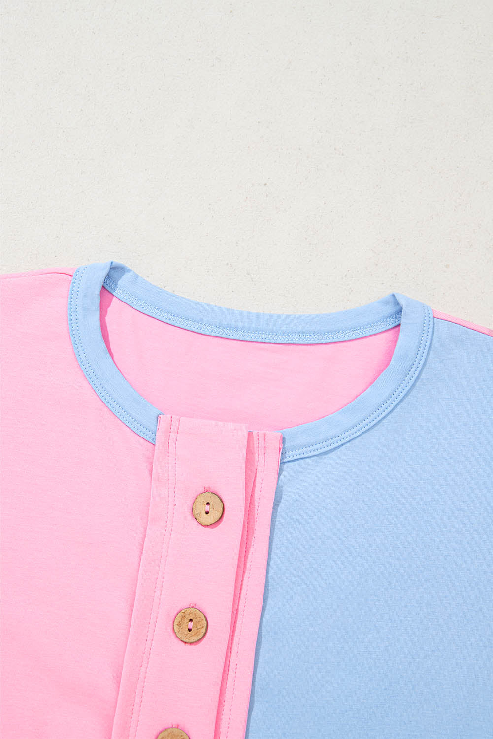 Myosotis Two Tone Half Buttons Collared T Shirt for Women