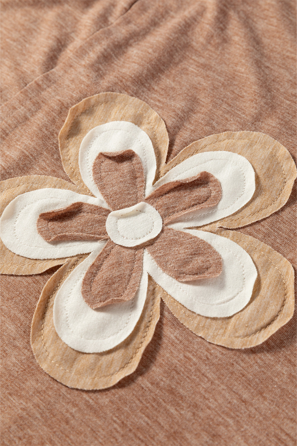 Straw Yellow Floral Patchwork V Neck Long Sleeve T Shirt Dear-Lover Dropshipping