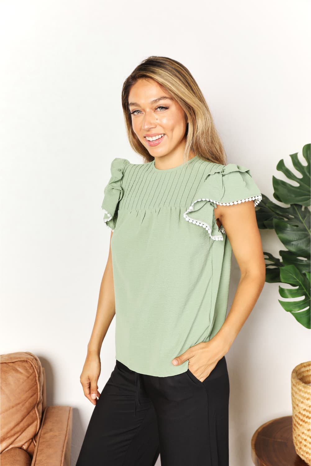 Double Take: Flutter Sleeve Blouse