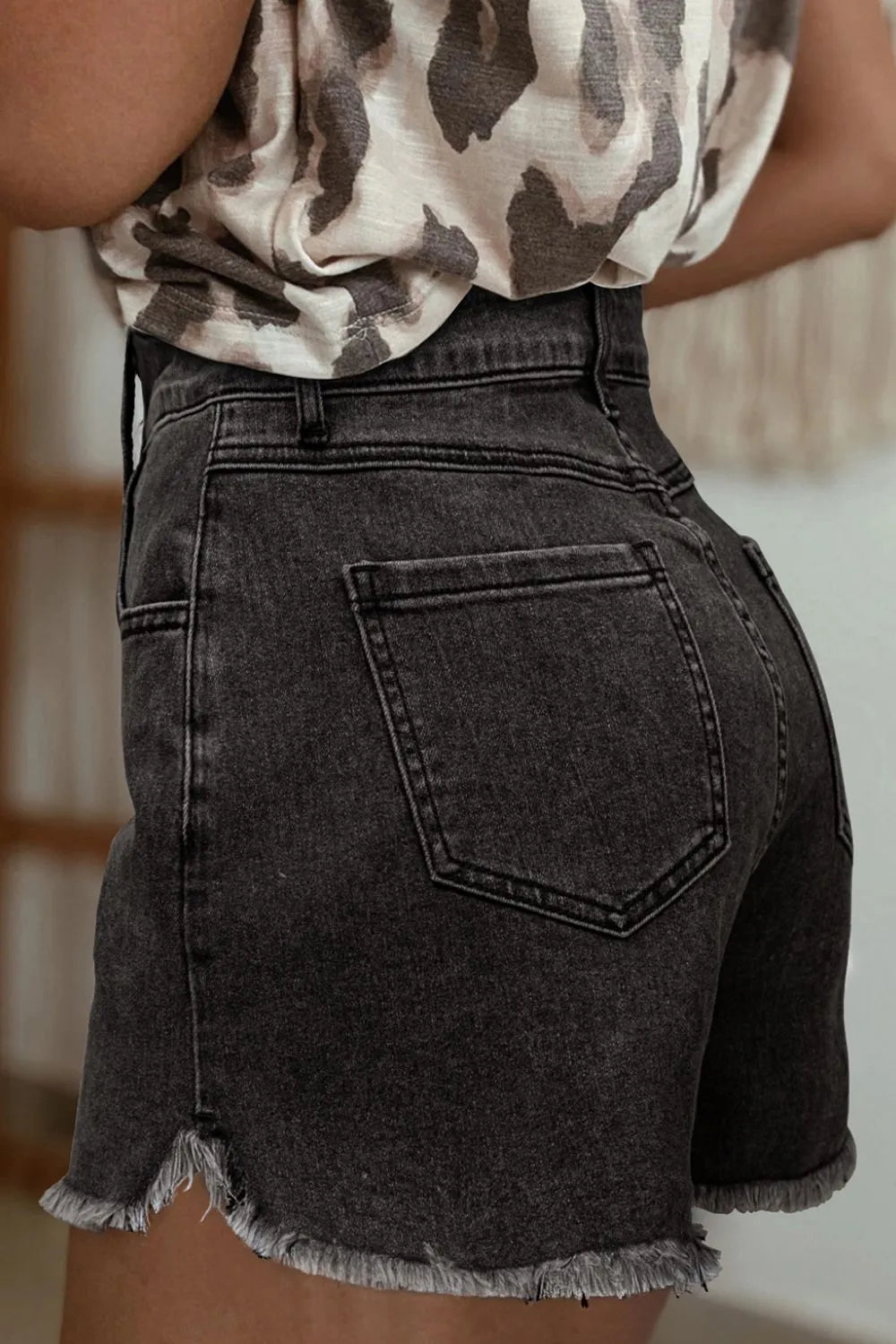 Simply Love: Raw Hem High-Waist Denim Shorts