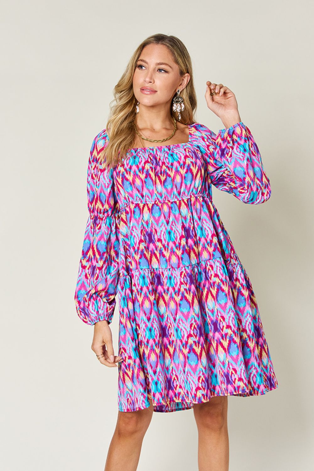Double Take: Long Sleeve Print Dress