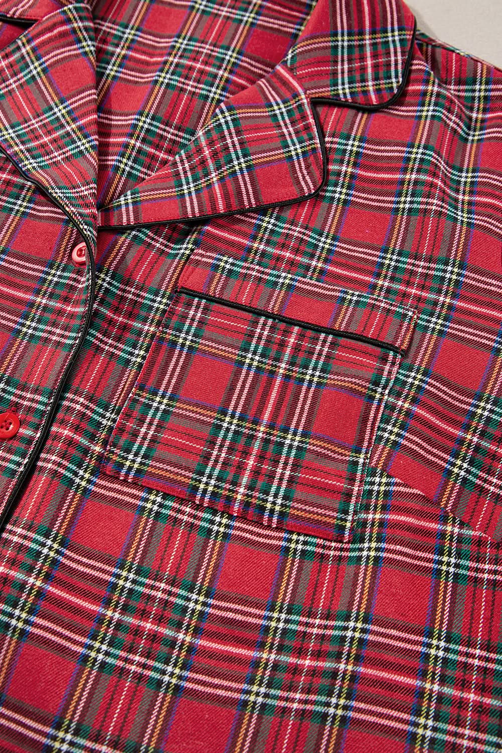 Cozy plus size red plaid lounge set - Love Salve