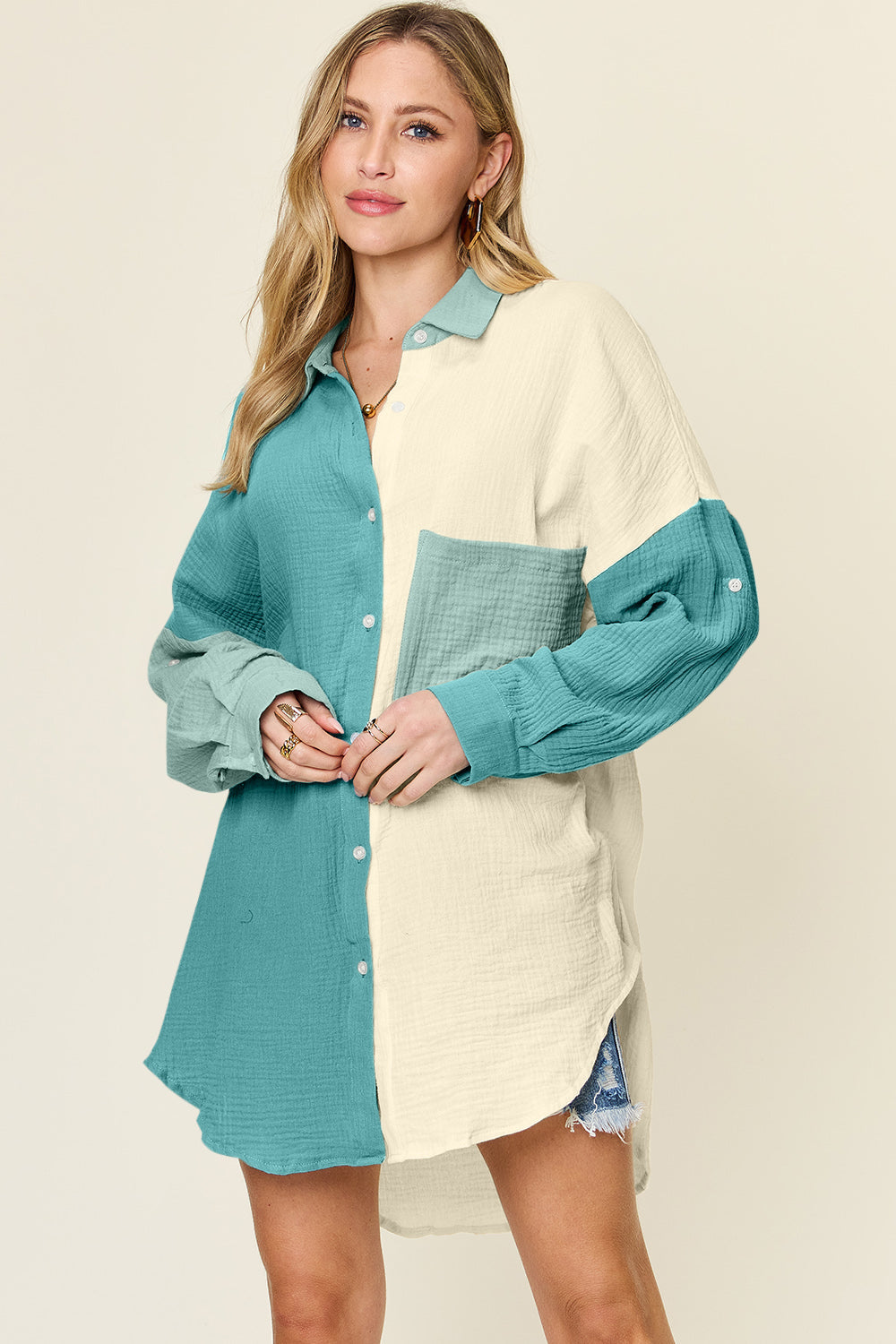Double Take: Pocketed Button-Up Shirt