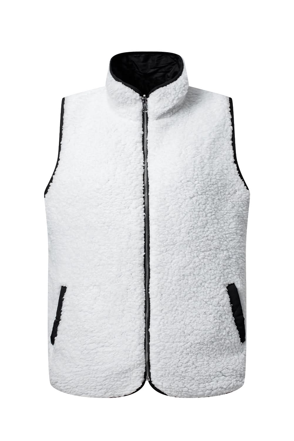 Black Fleece Lined Quilted Zip up Vest Coat - Love Salve