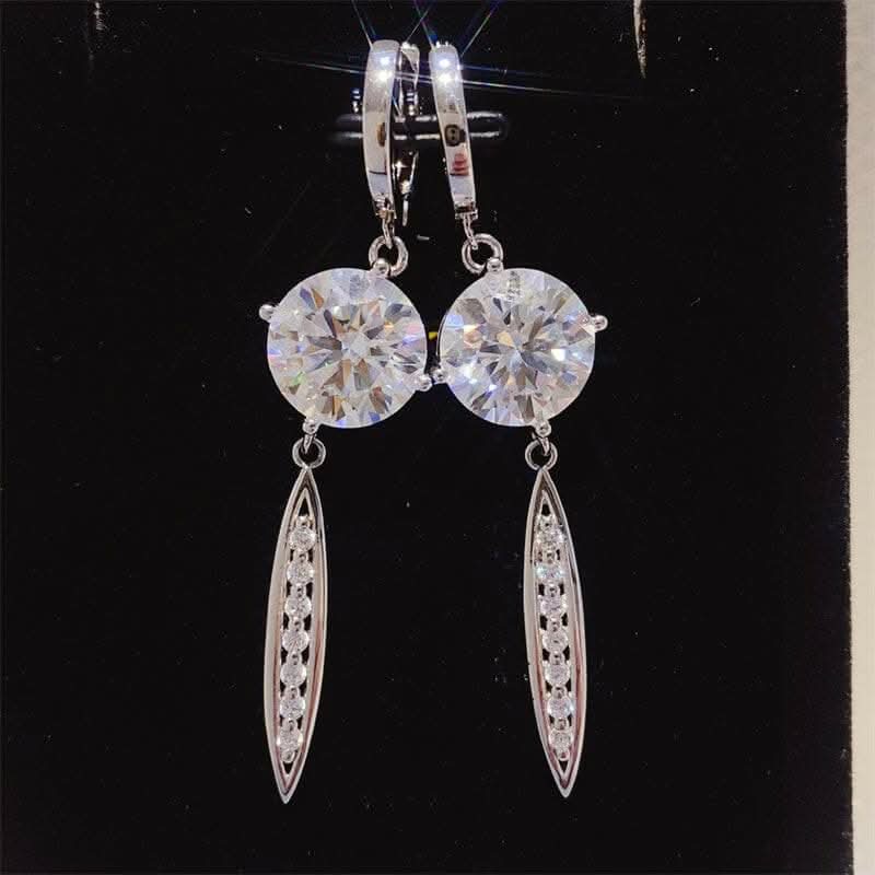 10 Carat Moissanite 925 Sterling Silver Earrings.