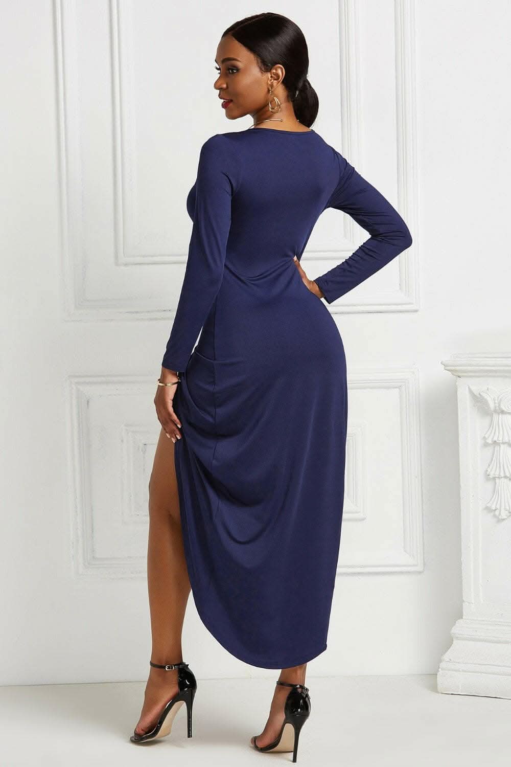 Elegant ruched surplice dress - Love Salve