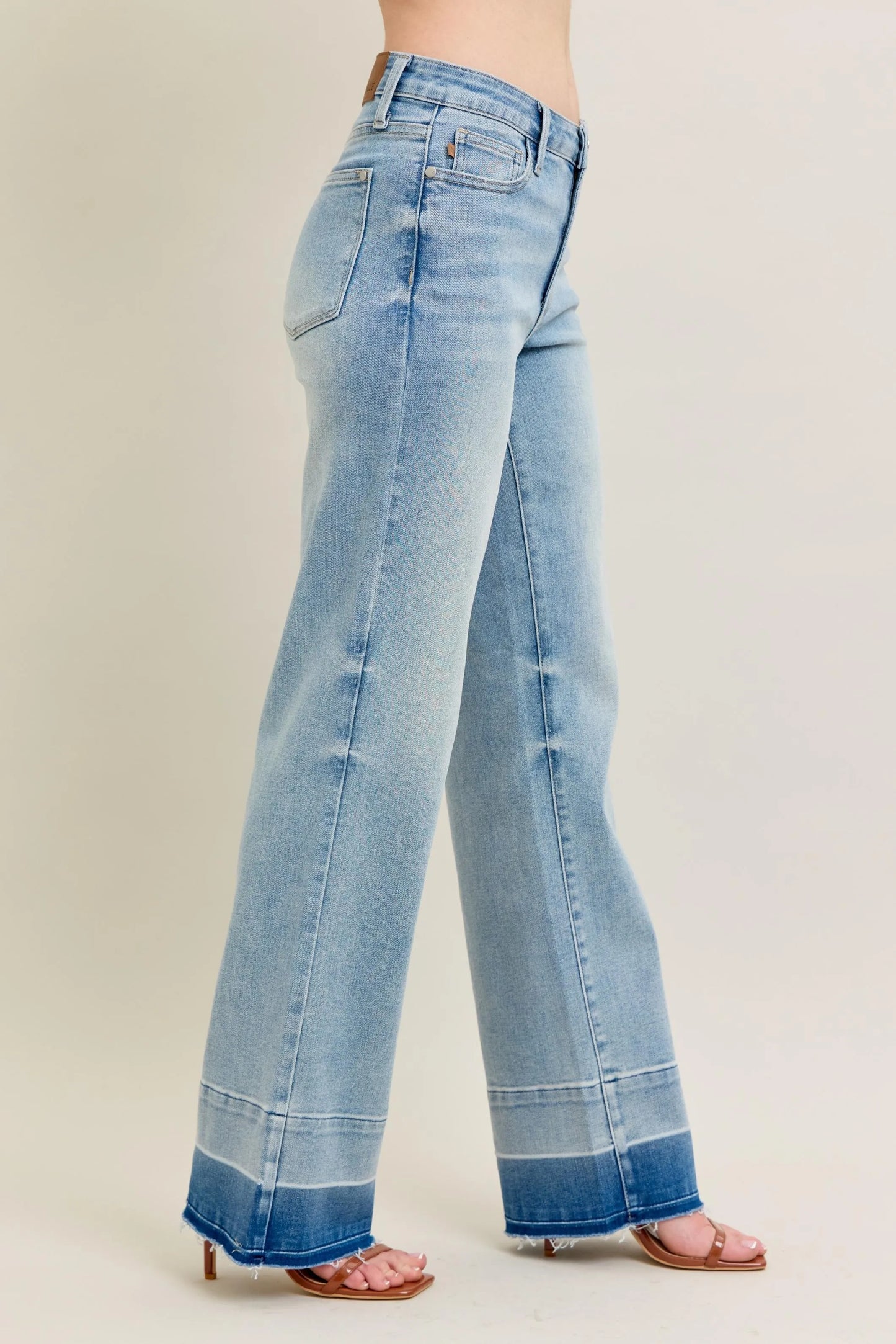 Judy Blue Plus Size Full Size Wide Leg Jeans with Released Hem - Love Salve