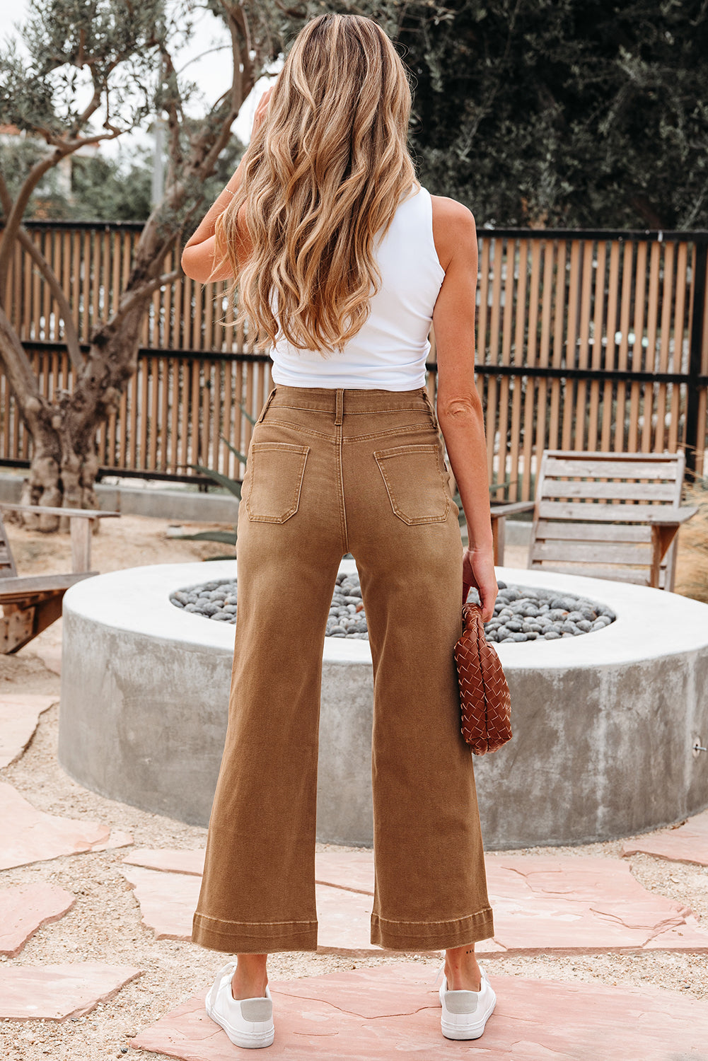 Breen Cropped High Rise Wide Leg Jeans Casual Everyday Wear