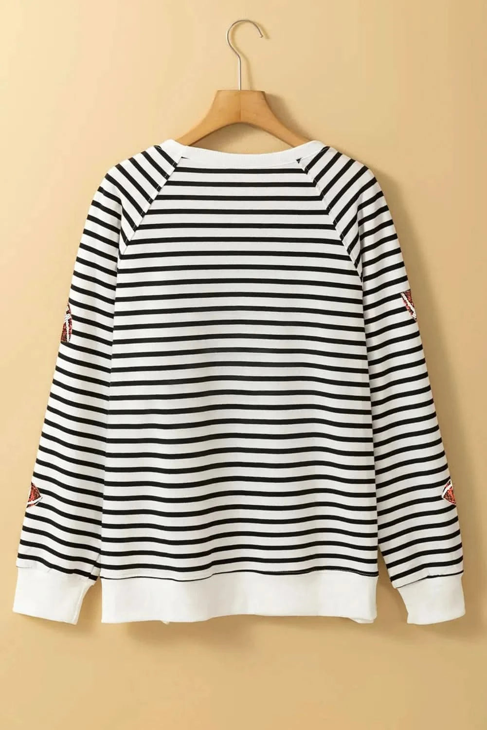 Sequin Football Striped Long Sleeve Sweatshirt - Love Salve